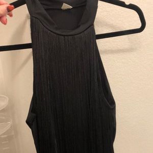 High neck fringe bodysuit - never worn - size Large